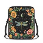 chaqlin Dragonfly Print Crossbody Handbag for Women Girls Cute Sling Shoulder Bags Moon Flower Dragonfly Print Messenger Tote Bags Children Crossbody Purse Mini Wallet