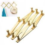 Expandable Coat Rack Holder, 10 Hooks Wall Coat Rack Wooden Expanding Clothes Hanger, Robe Towel Holder Hat Closet Wall Hook for Hang Key Bag Umbrella Necktie Purse(wood yellow)