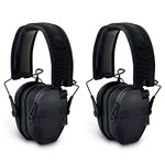 Walker's Razor Slim Electronic Bluetooth Hearing Protection Earmuffs for Outdoor/Indoor Shooting Range with NRR 23dB, Black, 2 Pack