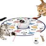 TBTeek Cat Toys Rechargeable, Interactive Cat Toys for Indoor Cats, 3 in 1 Automatic Cat Laser,Smart Kitten Toy,24 ″ Cat Wand Feather Rotating Moving