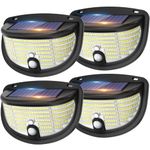 Solar Lights Oustoor, 198 LED Solar Security Lights with 3 Modes Motion Sensor 270° Wide Angle Solar Powered Lights IP65 Waterproof Solar Wall Light for Fence, Door, Yard, Garage, Garden (4 Pack)