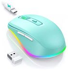 Seenda Wireless Mouse, Rechargeable Light Up LED Mouse for Laptop, 2.4G USB Silent Mice with Built in Jiggler Mover, Undetectable Simulate Mouse Movement to Keep Computer Awake, Green