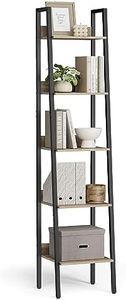 VASAGLE Bookshelf, 5-Tier Narrow Bookcase, Ladder Shelf for Home Office, Living Room, Bedroom, Kitchen, Camel Brown and Black ULLS109B50V2