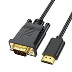 THE LEGACY HDMI to VGA Cable,HDMI Male to VGA Male Male Video Cord Compatible w/HDMI Desktop,Laptop,DVD to 15 Pin D-SUB VGA HDTV Monitor Projector-1.8 Ms/1 Year warranty,Black