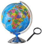 Globehub Hub Globe for Kids, 12 inch Diameter with Monuments Mittal Educational World Globe with 75mm Magnifying Glass for Kids/Office Globe/Political Globe/Globes for Students