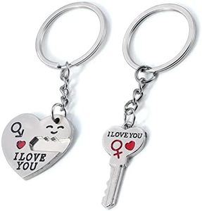 VEGCOO 2 Pcs Porte-clés Couple de Mode Porte-clés Personnalisé Porte-clés en Acier Inoxydable Ensemble de Porte-clés pour la Maison Porte-clés Amour Couple