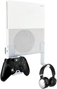 Chanvoo Xbox One S Wall Mount, Steel Wall Mount Stand for Xbox One S with Detachable Controller & Headphone Holder Kit (White)