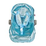 ADORA Baby Doll Car Seat Carrier - Sparkly & Glittery Aqua Blue Seat Cover, Fits Dolls Up to 20 inches