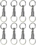 Armastuse 8 Pcs Quick Release Keychains,Detachable Pull Apart Key Ring Quick Disconnect Carabiner Key Chain Double Split Ring Keychain Snap Holder For Diy Craft Men Women Accessories(Silver)
