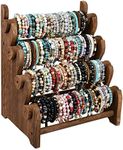 Ikee Design Antique Wooden 4 Tier Jewelry Bracelet Display Stand Bangle Scrunchie Organizer Holder for Store, Showcase and Home Storage, 12 W x 9 D x 14 H in, Brown Color