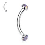 GAGABODY Eyebrow Jewelry 16g G23 Titanium Eyebrow Piercing Jewelry Curved Barbell 16g Belly Button Ring 6mm-12mm Cartilage Earring Labret Stud 16g Belly Rings Eyebrow Piercings Opal Bridge Jewelry,