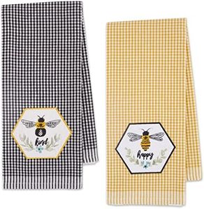Bee Happy Bee - Juego de 2 toallas de cocina con diseño de abeja para decoración de toallas de mano