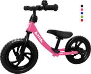 Jollito® 12" Lightweight No-Pedal Kid’s Balance Bike/Air-Free Tires with Bell Height Adjustable (2-6 Yrs) Indoor/Outdoor Color Box Best Gift (Pink)