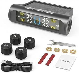 Piggypa Tire Pressure Monitoring System, TPMS Sensors with Solar&USB Dual Charging, Real-Time Tire Pressure Sensor Monitor for Sedan/Off-Road/Van