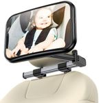 Baby Car Mirror for Back Seat: Stretchable Car Seat Mirror for Baby Rear Facing, Safety Car Mirror for Infant Newborn with Hook Clip Design Non-Shaking Wide Crystal View Shatterproof Crash Tested