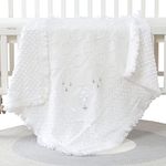 Baby Christening Blanket Newborn Unisex Baptism White Baby Blanket Shawl Knitted Baby Summer Autumn Blanket with Embroidered Cross