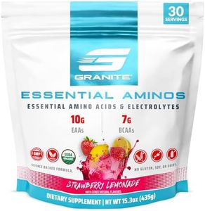 Granite Essential Amino Acids Powder, Strawberry Lemonade Flavor, with 10g EAAs and 7g BCAAs, Supports Muscle Recovery & Growth, Soy-Free, Gluten-Free (30 Servings)