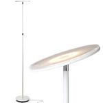 Brightech Sky LED Floor lamp, Torchiere Super Bright Floor Lamp for Living Rooms & Offices - Dimmable, Tall Standing Lamp for Bedroom Reading - White