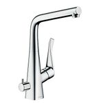 hansgrohe Metris kitchen tap 320 with selectable swivel range and shut-off valve, chrome 14888000