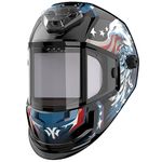 YESWELDER Panoramic View Auto Darkening Welding Helmet, Large Viewing True Color with LED Lighting & Type-C Charging Welder Mask, LYG-1980GK-BE