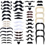 Yaveron 48 Pieces Fake Mustaches Novelty Self Adhesive Fake Mustache Set for Performance Masquerade Halloween Party Supplies