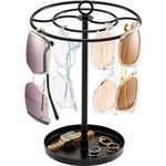 ProCase Sunglasses Organizer Glasses Holder Eyeglasses Stand, Upgraded Large Capacity Sunglass Storage with Metal Frame and Base, 360 Rotating Eyewear Display Rack for Tabletop, Up to 15 Pairs -Black