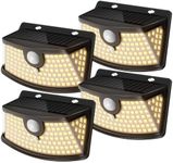 Aootek New Solar Motion Sensor Lights 120 LEDs with Lights Reflector,270° Wide Angle, IP65 Waterproof, Step Lights for Front Door, Yard, Garage, Deck (Front Button 4-Pack)