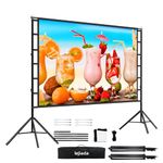 Projector Screen with Stand,150inch Indoor Outdoor Movie Projection Screen 4K HD 16: 9 Wrinkle-Free Design for Backyard Movie Night(Easy to Clean, 1.1Gain, 160° Viewing Angle & A Carry Bag)