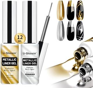 U-Shinein Nail Gel, Metallic Mirror Painting Gel Nail Polish, Silver & Gold Metal Painted Drawing Gel with Build in Thin Brush, Chrome Gel Polish Nail Art Gel Liner Soak Off Nail Art Manicure 2x12ml