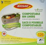 Biosak Compostable Liner Bags (Pack 125/16.75 X 17.5), 125 Count