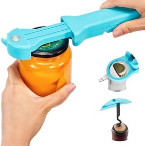 UYWLYCL Jar Opener Bottle Opener and Lid Opener for Seniors with Arthritis, Weak Hands, Multi 7 in 1 Retractable Magnetic Can Opener, Original Kitchen Wine Opener Gadgets (Cyan)