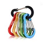 Booms Fishing CC1 Multi-Use Carabiner Clip, 6 Pack Small Caribeener Clips, Mini Keychain Caribeaner Clip 2 inch, Aluminum D Ring Carabiners, Multi-colored, Assorted, 6pcs, 2"