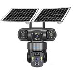XUGA - Cybernautt X10A 12MP 3 Lens PTZ DUAL Solar 4G Sim Wireless Outdoor CCTV Camera with Three Side View | 360° | Night Vision | Siren Alarm | Outdoor | Waterproof | 2 Way Audio | Use Air-tel 4G Sim