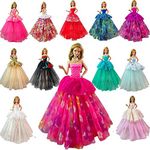 Kidsdream 7 Pcs Doll Dresses Handmade Fashion Wedding Party Ball Gown Lace Dresses Outfits Compatible for 11.5 inch Doll