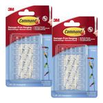Command Decorating Clips Pack of 20 Mini Hooks and 24 Small Strips x 2 Pack, Transparent - Hanging Clips for Christmas Decorations and Fairy Lights, Wall Adhesive - Damage Free (2)