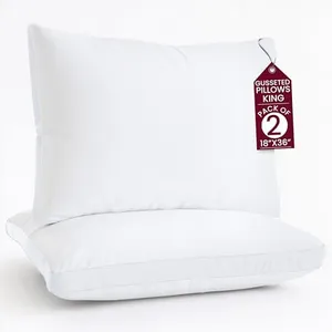 LUX Décor Bed Pillows for Sleeping - King Size Pillows Set of 2 - Hotel Quality Gusseted Down Alternative Pillows for Back, Stomach or Side Sleepers (White, 18x36)