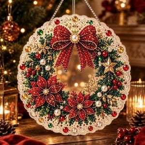 Christmas Diamond Art Hanging Ornament Kit DIY Handmade Decor (Style E)