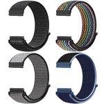 Runostrich Quick Release Watch Strap 22mm 20mm 19mm 18mm, Nylon Sport Loop Bands for Samsung Galaxy Watch/Garmin Watch/Fossil Watch/Amazfit Watch/Huawei Watch Nylon Replacement Strap Women Men,4pcs