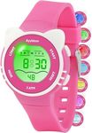 Ayybboo Kids Digital Watches, 7 Color Lights 30 M Waterproof Watches for Kids with Alarm Stopwatch, Cute Cat Wristwatch, Great Present for Girls Boys Ages 5-13