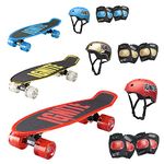 Penny Board Skateboard For Kids Ages 4-6 & 6-12 | Complete Kids Mini Cruiser Set | Includes Helmet, Knee & Elbow Pads | Girls & Boys Skateboard | Adult & Teen Skateboard (Flame Red)