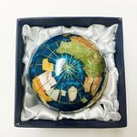 Unique Art Since 1996 3" Light Bahama Blue Swirl Gemstone Globe Paperweight