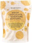 Martins Chocolatier Belgian Chocolate Buttons (900g) | Chocolate Chips | Chocolate Callets | Suitable for Chocolate Fountain Chocolate Moulds (White Chocolate)