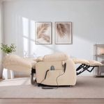 Dual Motor Power Lift Recliner Chair for Adult & Elderly, Infinite Position Lay Flat Lift Chair with Massage & Heat, Extended Footrest, Lumbar Pillow, USB Ports, Leather (Beige)