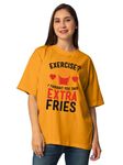 STATUS MANTRA Oversized T-Shirt| Women's Pure Cotton Round Neck Casuals | Half Sleeves | Extra Fries Printed | Comfort Colour T-Shirt (Available in Multocolor & Size Small to 2XL)