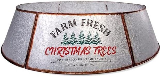 Hallops Galvanized Christmas Tree Collar - Large to Small Christmas Tree Base Cover. Adjustable Metal Skirt, Christmas Decor (Original, Super Oversize)