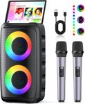 Karaoke Machine 2 Microphones (Newest gen) | Bluetooth Speaker with Microphone | Supports TV/Smartphone/iPad/TWS/AUX/USB/FM | For Party, Home, Outdoors, Travel