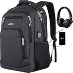 Laptop Backpack for Men and Women with 15.6in/17.3inch Computer Compartment, School Backpack for Teen Boys Girls(Fits 15.6in Laptop, A-Carbon Black)