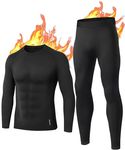 BENNIES Thermal Underwear Mens Set Mens Thermals Top and Bottoms Long Sleeve Tops Long Johns Thermal Base Layer Mens Thermals Men's Thermal Underwear for Winter Ski Sports L Black