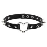 MILAKOO Punk Goth Collar Choker Studded Spiked Leather Necklace for Women with Heart-shape Alloy