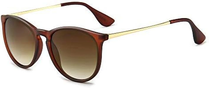 SUNGAIT Vintage Round Sunglasses for Women Men Classic Retro Designer Style (Red Brown Frame(matte Finish)/Brown Gradient Lens) SGT567CKSC AU